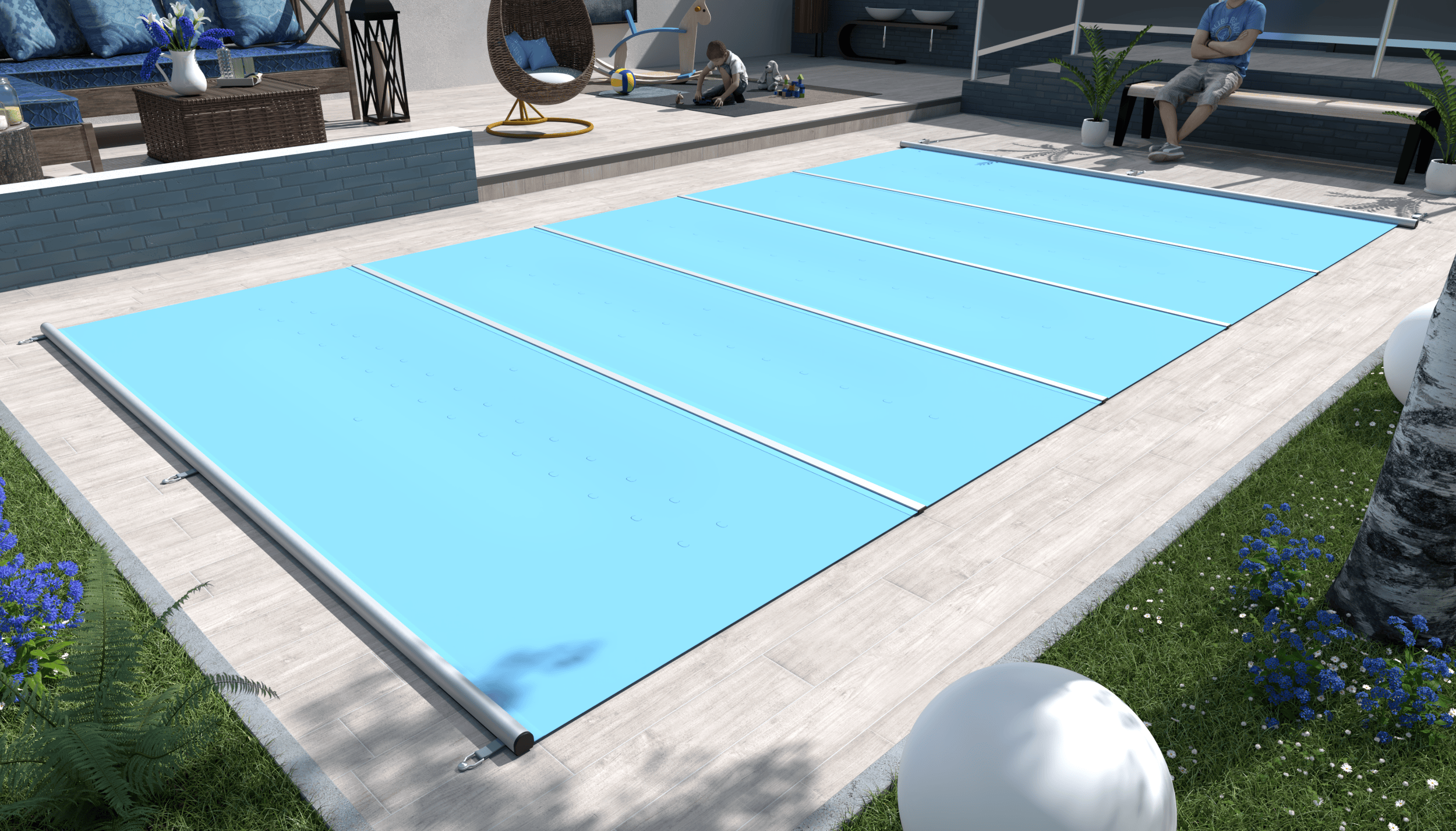 sichere Liderpool-Poolabdeckungen, Sicherheitsabdeckungen Flat Section-modell